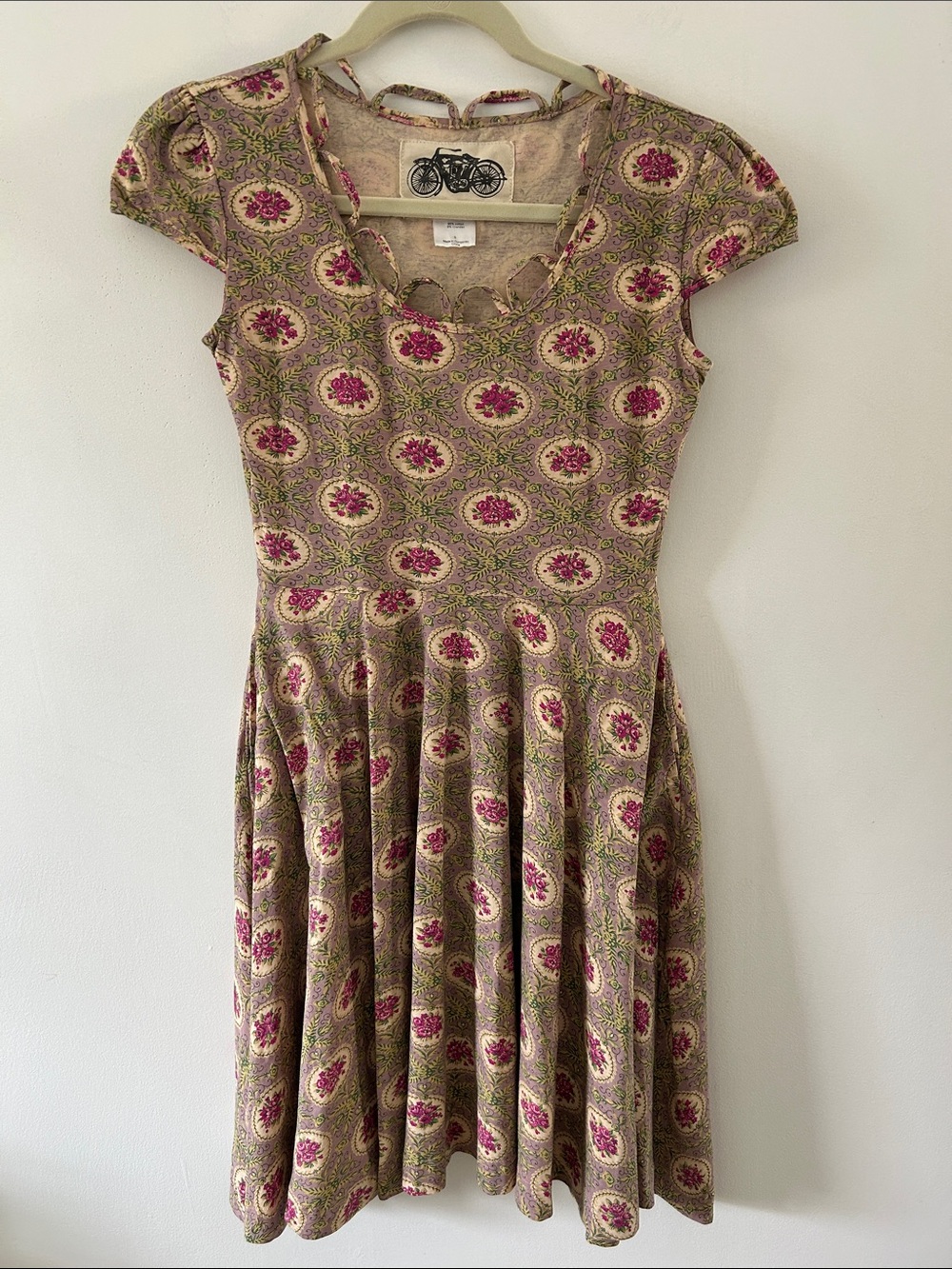 Effie's Heart Floral Midi Dress Women's Size Small Retro Fit & Flare Cap Sleeve